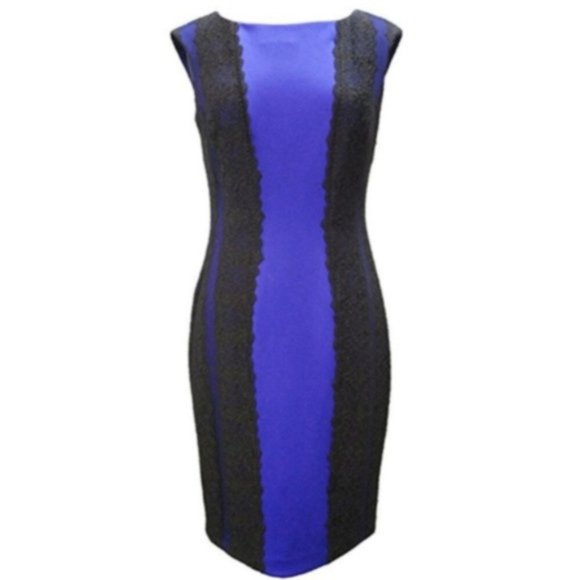 Alex Evenings Blue and Black Cocktail Dress size 6 - Picture 1 of 3